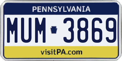 PA license plate MUM3869