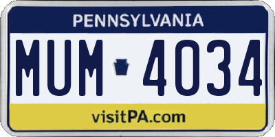 PA license plate MUM4034