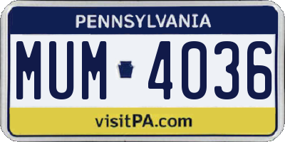 PA license plate MUM4036