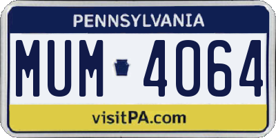 PA license plate MUM4064