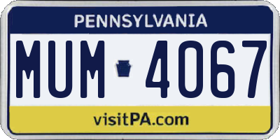 PA license plate MUM4067