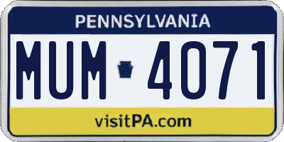 PA license plate MUM4071