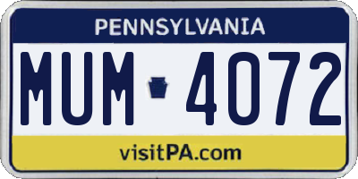PA license plate MUM4072