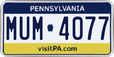 PA license plate MUM4077