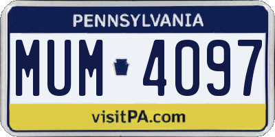 PA license plate MUM4097