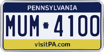 PA license plate MUM4100