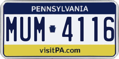 PA license plate MUM4116
