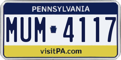 PA license plate MUM4117