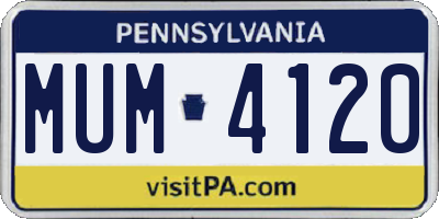 PA license plate MUM4120