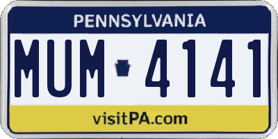 PA license plate MUM4141