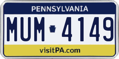 PA license plate MUM4149