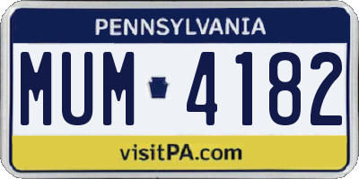 PA license plate MUM4182