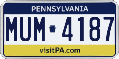 PA license plate MUM4187