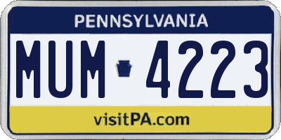 PA license plate MUM4223