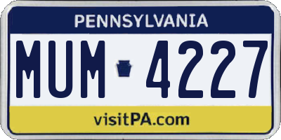 PA license plate MUM4227