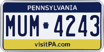 PA license plate MUM4243