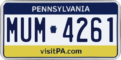 PA license plate MUM4261