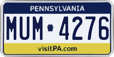 PA license plate MUM4276