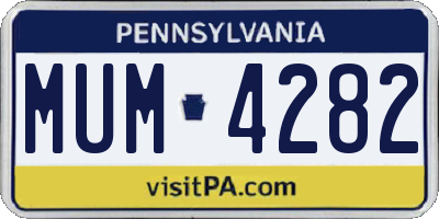 PA license plate MUM4282