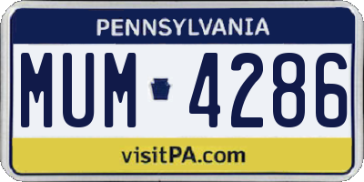 PA license plate MUM4286