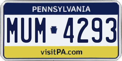 PA license plate MUM4293