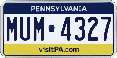 PA license plate MUM4327