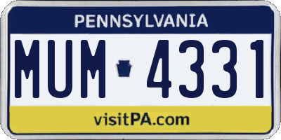 PA license plate MUM4331