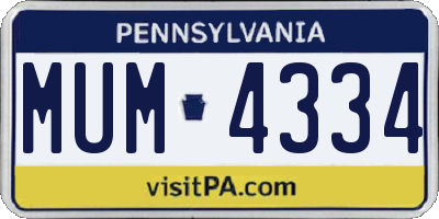 PA license plate MUM4334