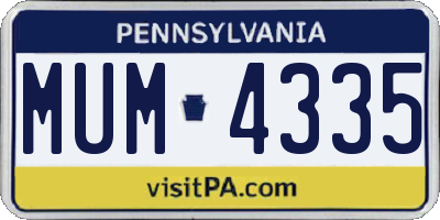 PA license plate MUM4335