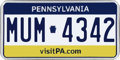 PA license plate MUM4342
