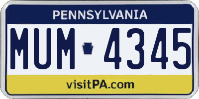 PA license plate MUM4345