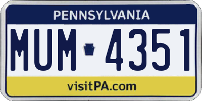PA license plate MUM4351