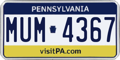 PA license plate MUM4367