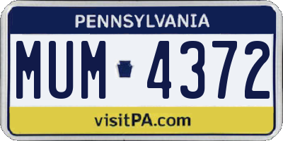 PA license plate MUM4372