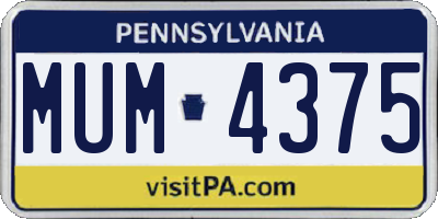 PA license plate MUM4375