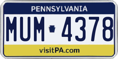 PA license plate MUM4378