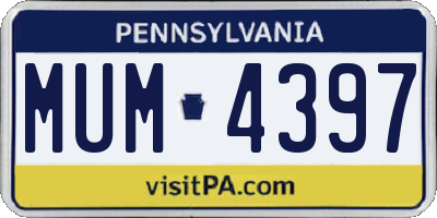 PA license plate MUM4397