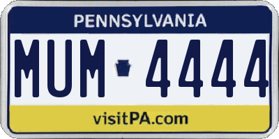 PA license plate MUM4444