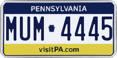 PA license plate MUM4445