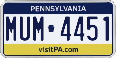 PA license plate MUM4451