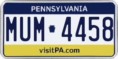 PA license plate MUM4458