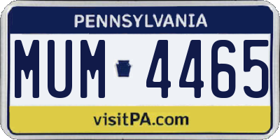 PA license plate MUM4465