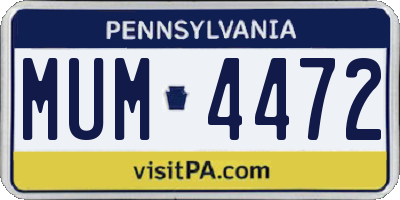 PA license plate MUM4472