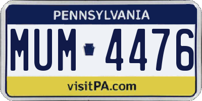 PA license plate MUM4476