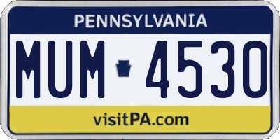 PA license plate MUM4530