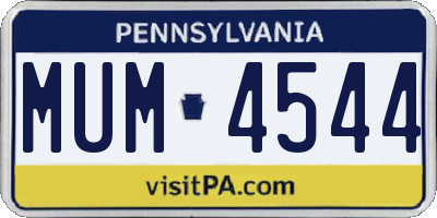 PA license plate MUM4544