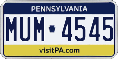 PA license plate MUM4545