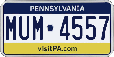 PA license plate MUM4557