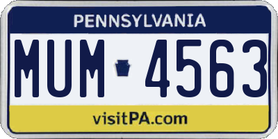 PA license plate MUM4563