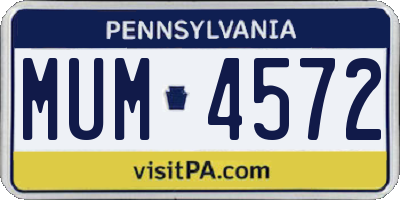 PA license plate MUM4572